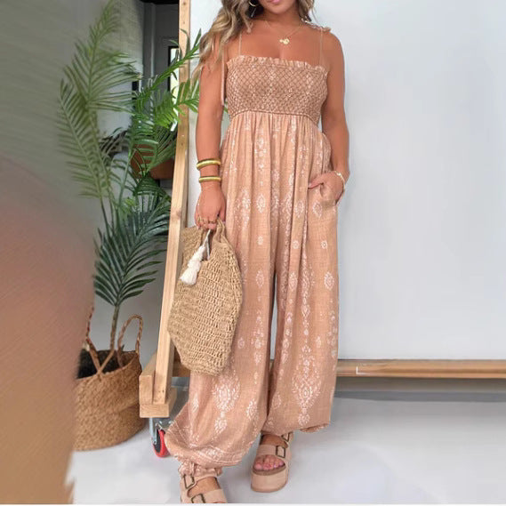 European And American Women's Caramel-colored Jumpsuit