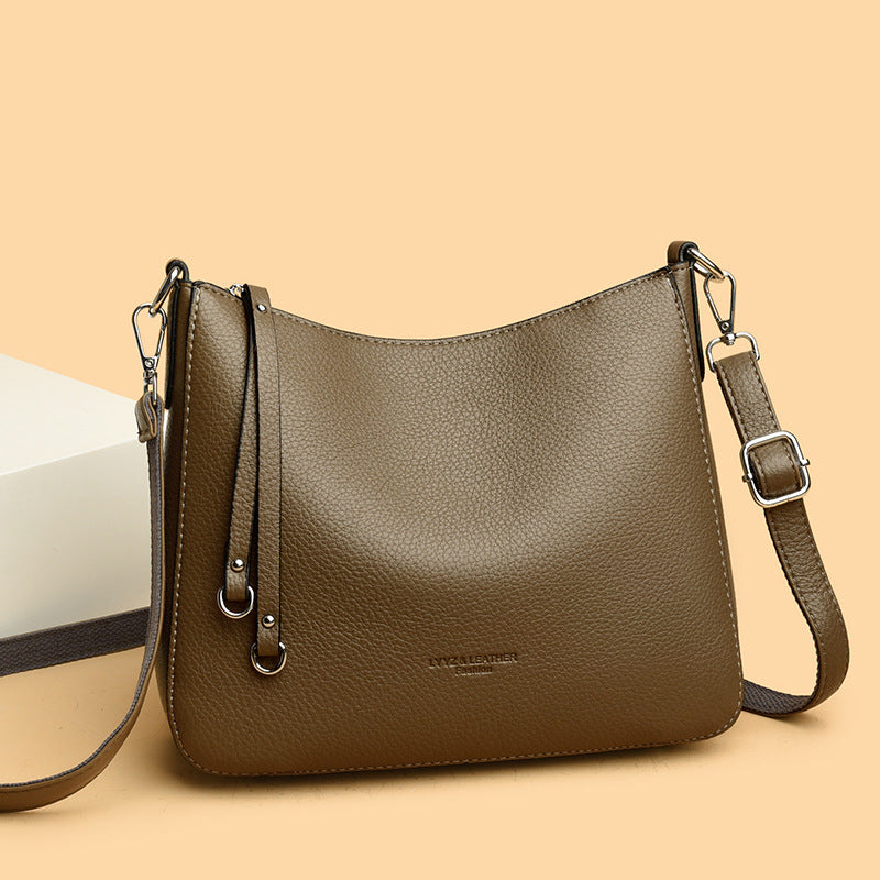 Fashionable Versatile Genuine Leather Women's Shoulder Crossbody Handheld Bag