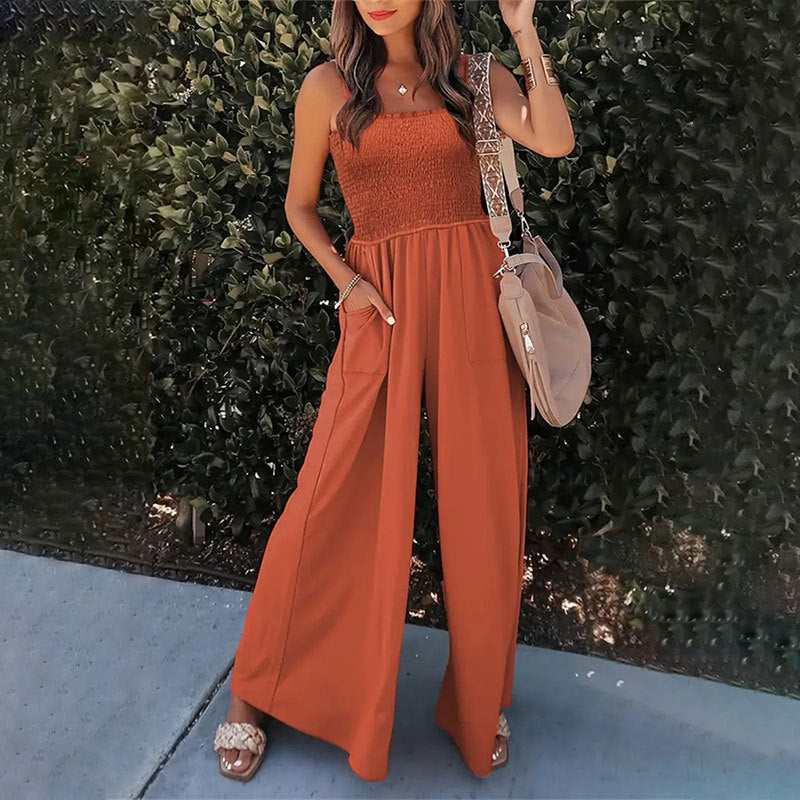 Womens Fashion Straight-Leg Casual Wide-Leg Jumpsuit