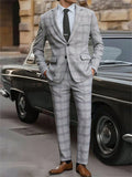 Mens Slim-Fit Plaid Business Suit Two-Piece Set