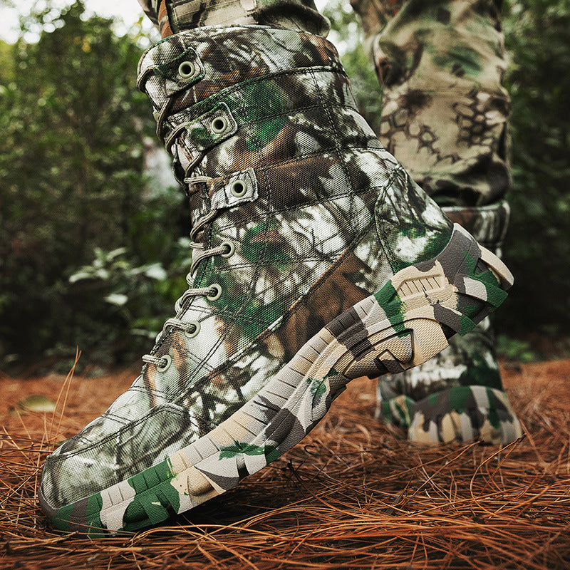 Outdoor camouflage boots high top outdoor hiking boots for men hiking training boots for men