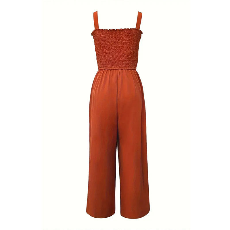 Womens Fashion Straight-Leg Casual Wide-Leg Jumpsuit
