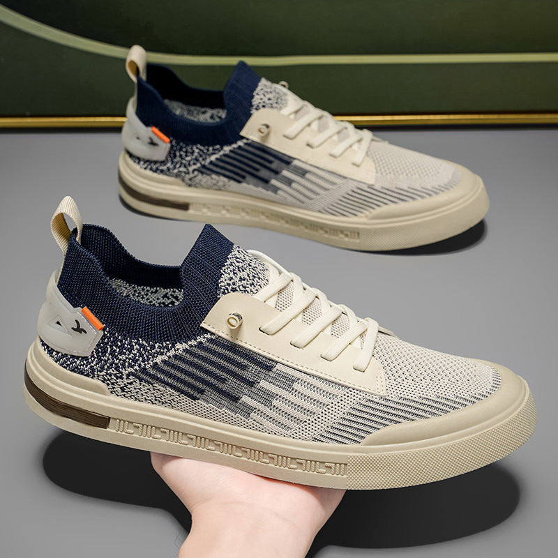 Casual mesh breathable one foot fly woven thin men's shoes