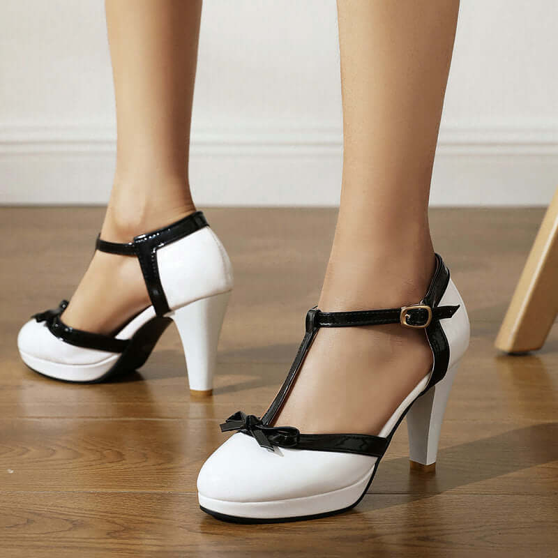Simple and versatile women's sandals high heels thick heels color blocked women's singles shoes