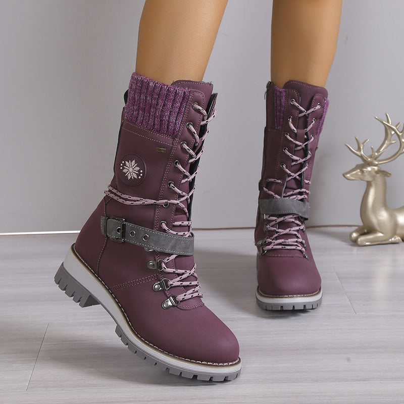 Snow boots fur integrated women's shoes thick and warm cotton shoes high top snow boots