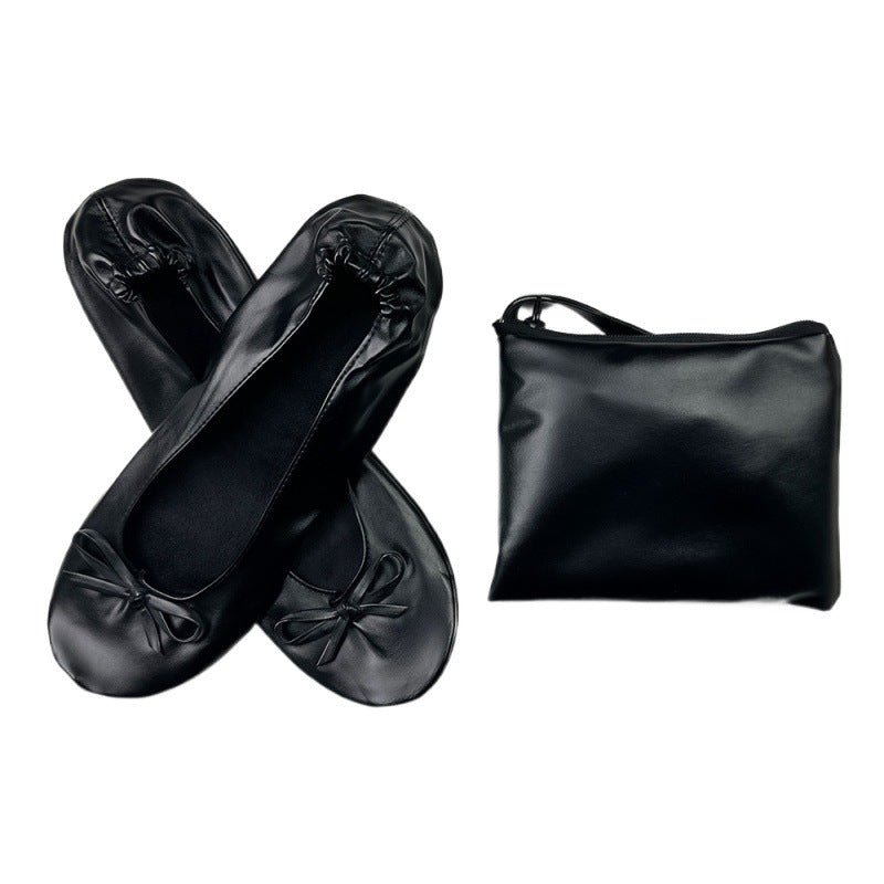 Foldable Indoor Ballet Shoes Wedding Dance Shoes No-Tie Flat Slippers for Women