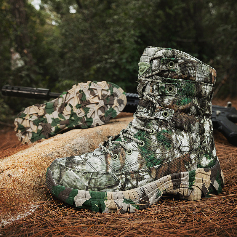 Outdoor camouflage boots high top outdoor hiking boots for men hiking training boots for men