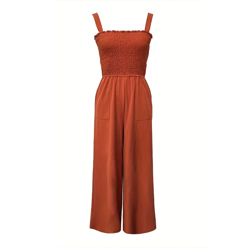 Womens Fashion Straight-Leg Casual Wide-Leg Jumpsuit