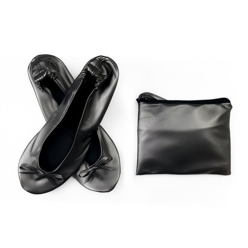 Foldable Indoor Ballet Shoes Wedding Dance Shoes No-Tie Flat Slippers for Women