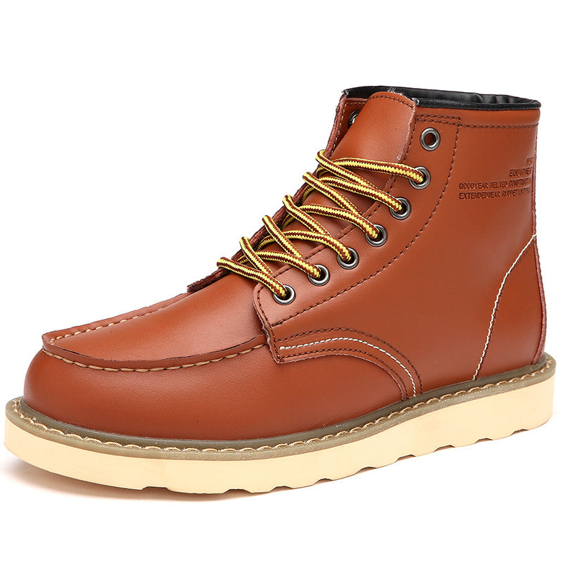 British casual high top genuine leather work boots big toe leather shoes