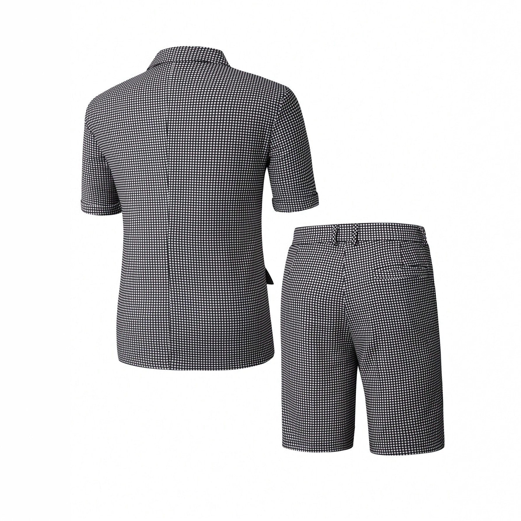 Mens Plaid Slim-Fit Business-Casual Suit Set