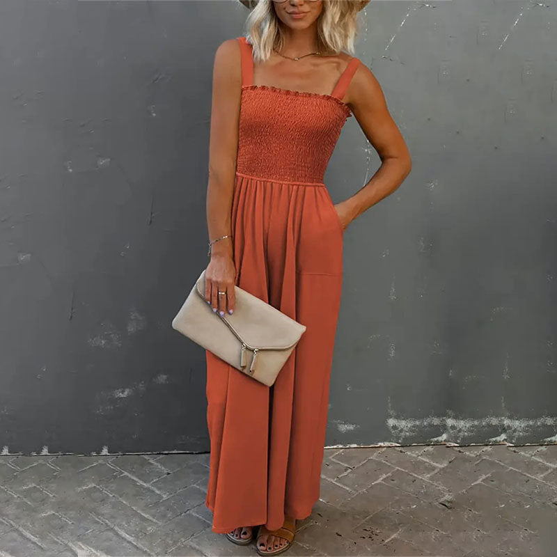 Womens Fashion Straight-Leg Casual Wide-Leg Jumpsuit