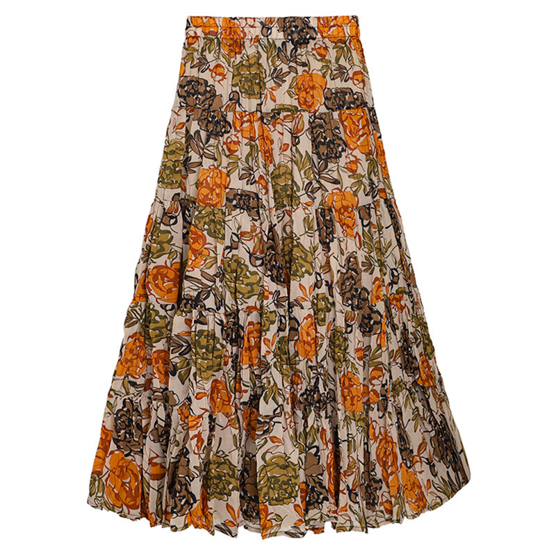 High waisted big swing A-line long skirt for women