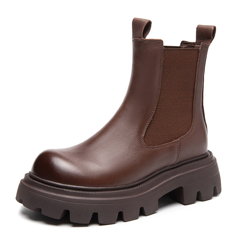 Height increasing short boots with plush chimney single boots
