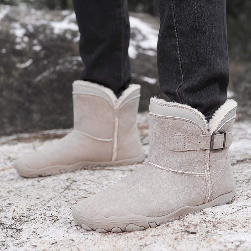 Unisex High-Top Suede Snow Boots - Plush Lined Winter Boots