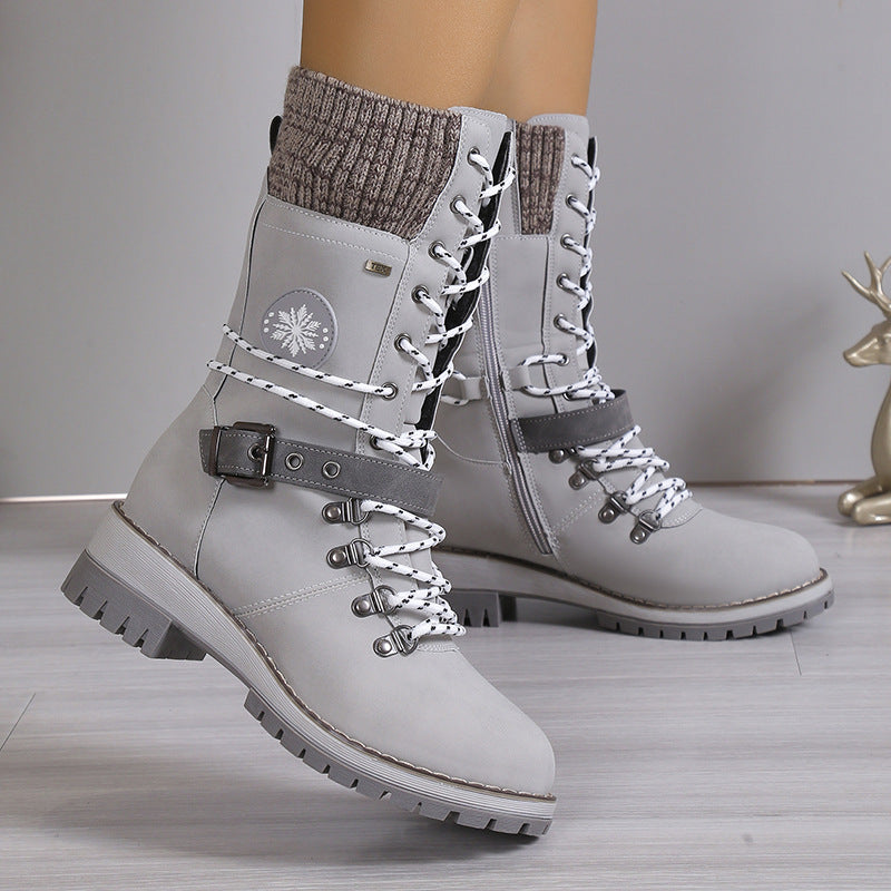 Snow boots fur integrated women's shoes thick and warm cotton shoes high top snow boots