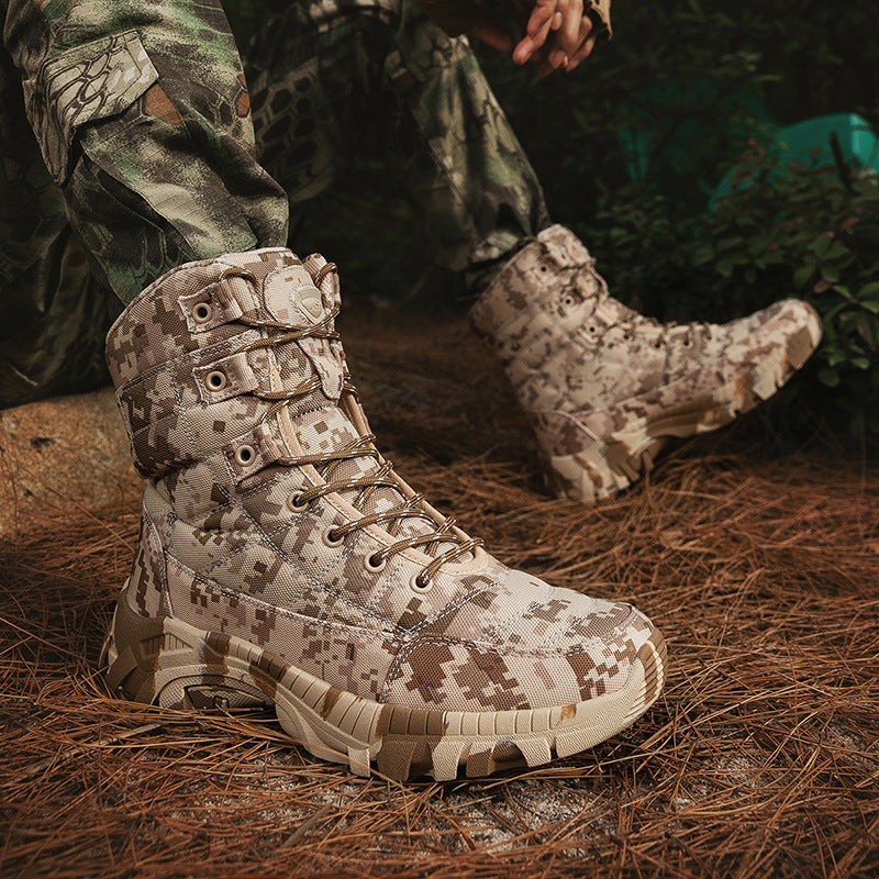 Outdoor camouflage boots high top outdoor hiking boots for men hiking training boots for men