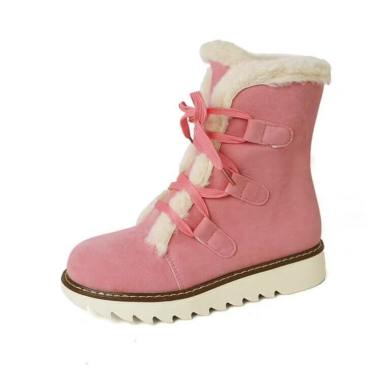 Snow Boots for Women Lace-up Warm Cotton Boots