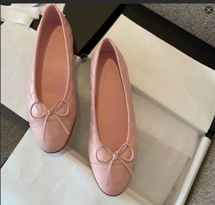 Ballet Flat Shoes Women Charming Classic Bow Slip-On Low Heel Plain Shoes