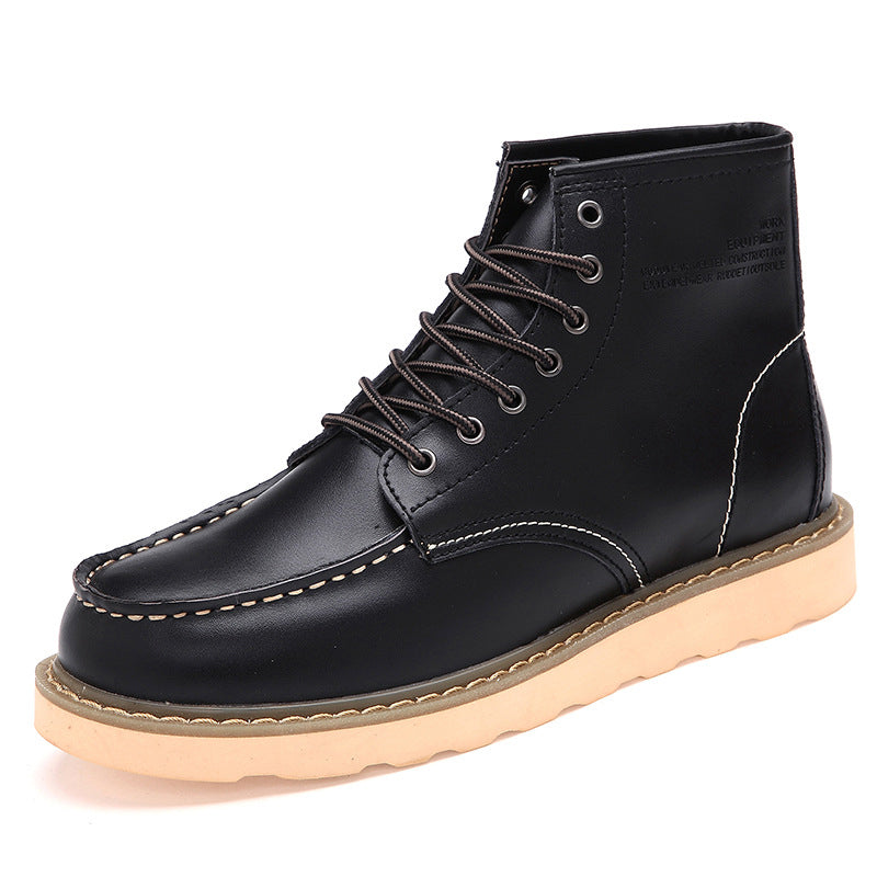 British casual high top genuine leather work boots big toe leather shoes