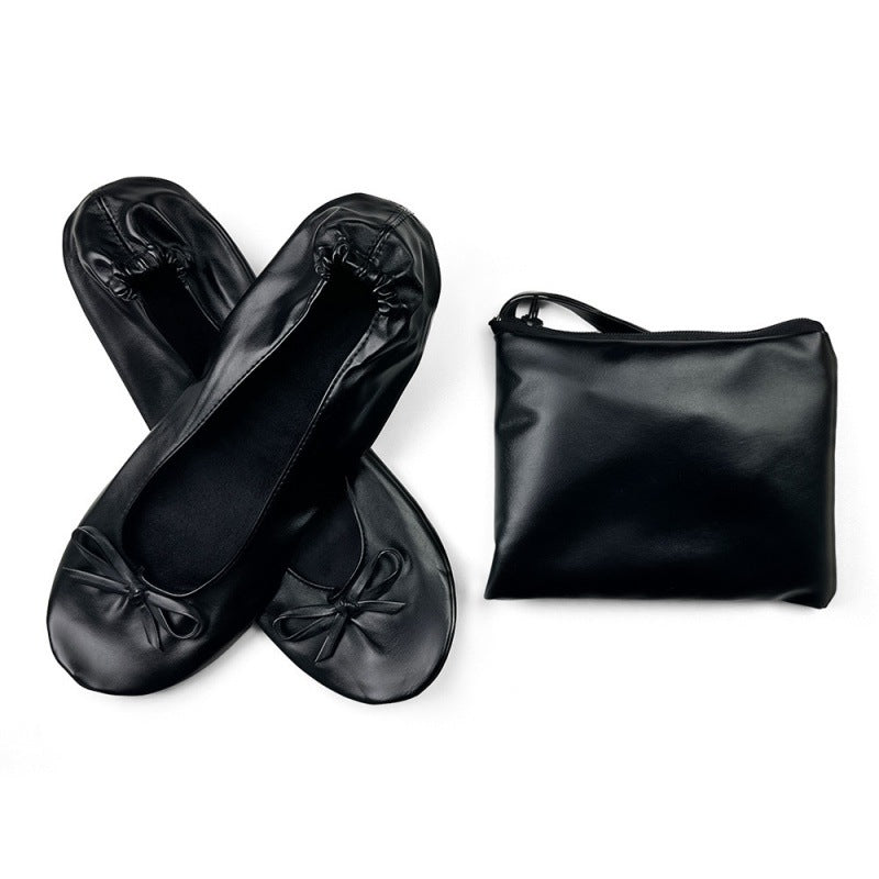 Foldable Indoor Ballet Shoes Wedding Dance Shoes No-Tie Flat Slippers for Women