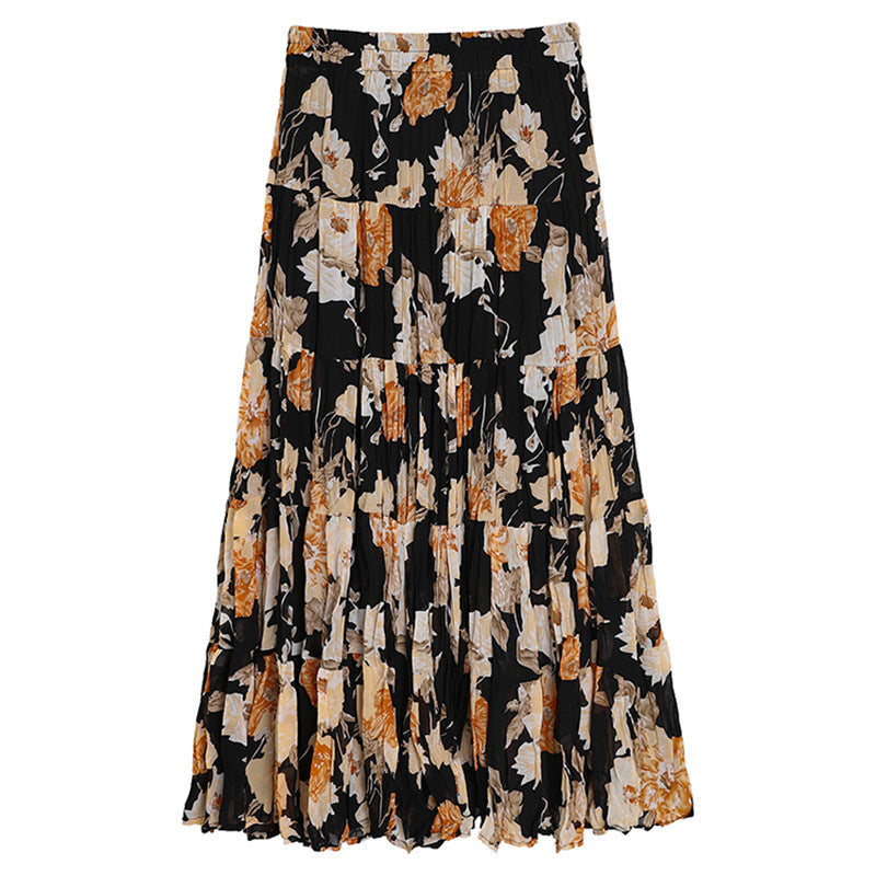 High waisted big swing A-line long skirt for women