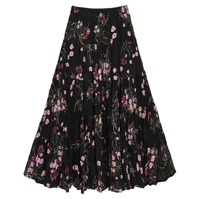 High waisted big swing A-line long skirt for women