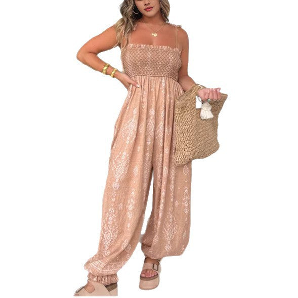 European And American Women's Caramel-colored Jumpsuit