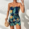 Womens Sleeveless Printed Backless High-Waist Bodycon Jumpsuit