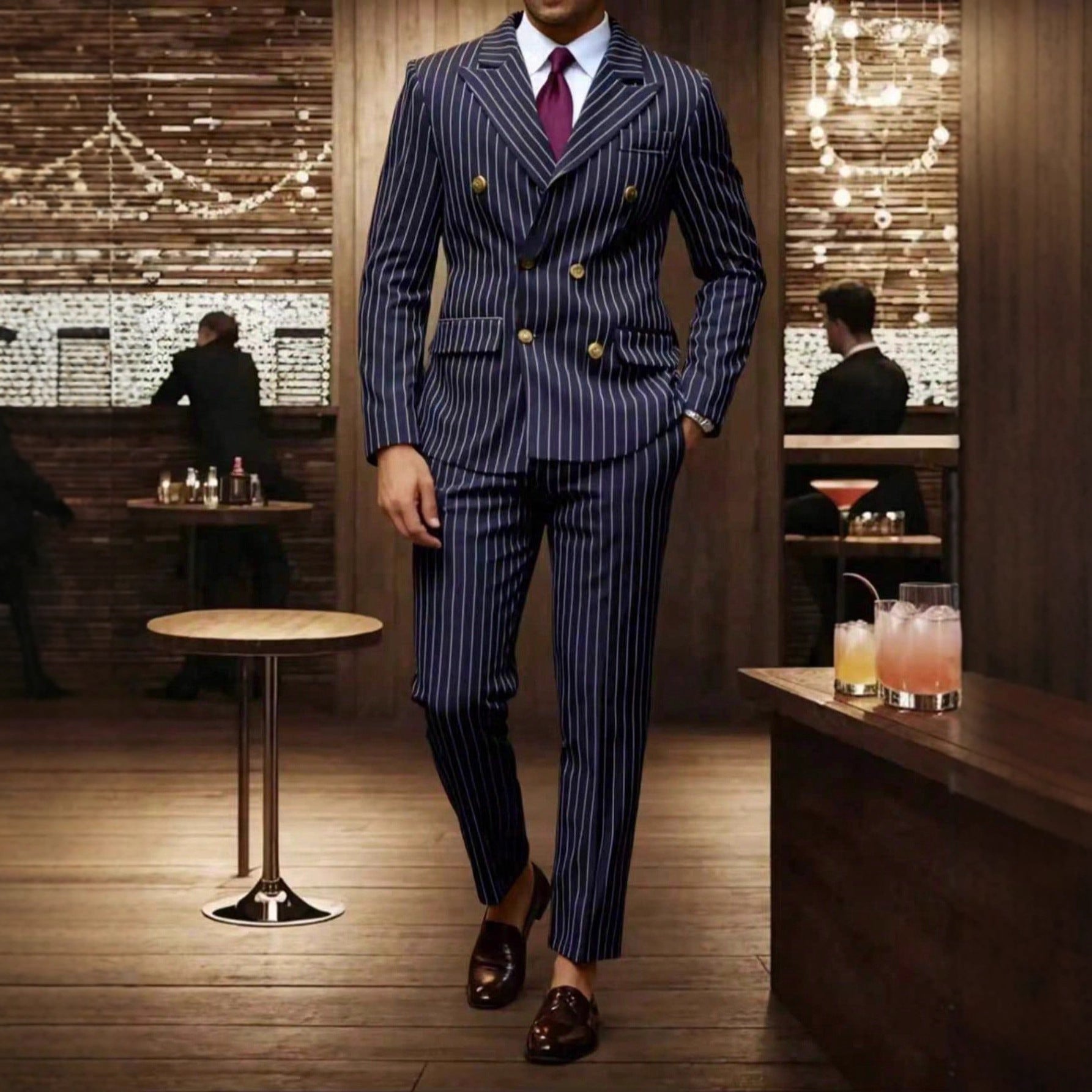 Mens Striped Business Suit Set