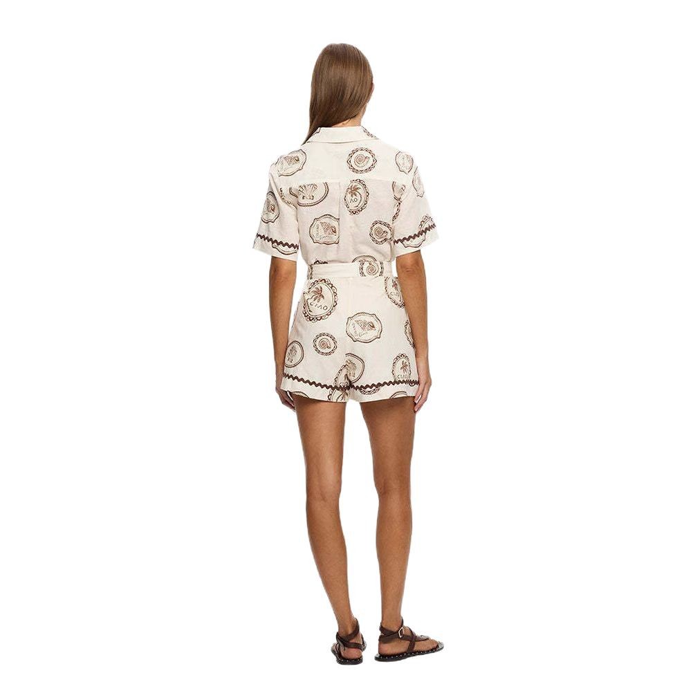 Elegant Lace-Up Linen Cardigan Jumpsuit